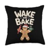 Wake and Bake Gingerbread Rolling Pin Christmas Cookie Throw Pillow