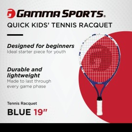 Gamma Sports Junior Tennis Racquet: Quick Kids 19 Inch Tennis Racket - Prestrung