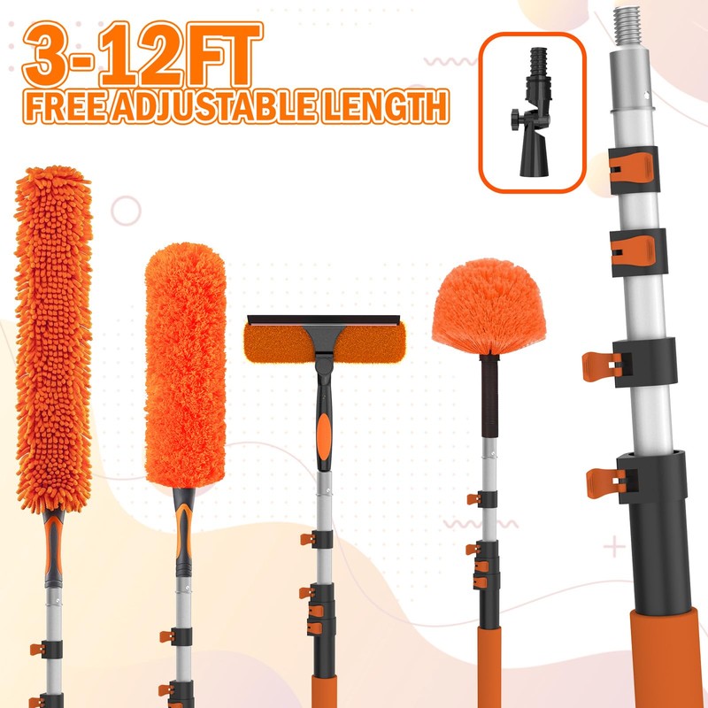 LAANPOLE 20FT High Reach Duster Cleaning Kit with Extension Pole,