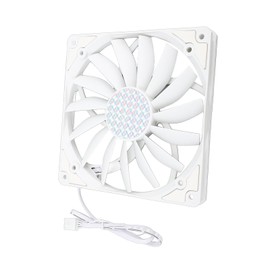 Jiawu 140mm Case Fan, 12V 4 Pin PWM Case Fan, 15mm Ultra Thin Computer Case Fans, 1100RPM MFDB Bearing PC Cooling Fan, 76.5CFM (White), Jiawugadbfw30zi-12