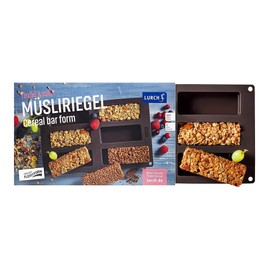 Lurch FlexiForm Müsliriegel 6Fach / Backform aus 100% BPA-freiem Platin Silikon ideal zur Herstellung von Müsliriegeln und Dubai Schokolade, Braun, 3 x 30 x 17 cm