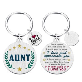 Yobent Aunt Gifts for Women - I Love You Aunt - My Favorite Auntie Birthday Keychain Present from Niece Nephew, Best Auntie Gift Ideas for Valentines Day, Thank You Aunt Key Chain
