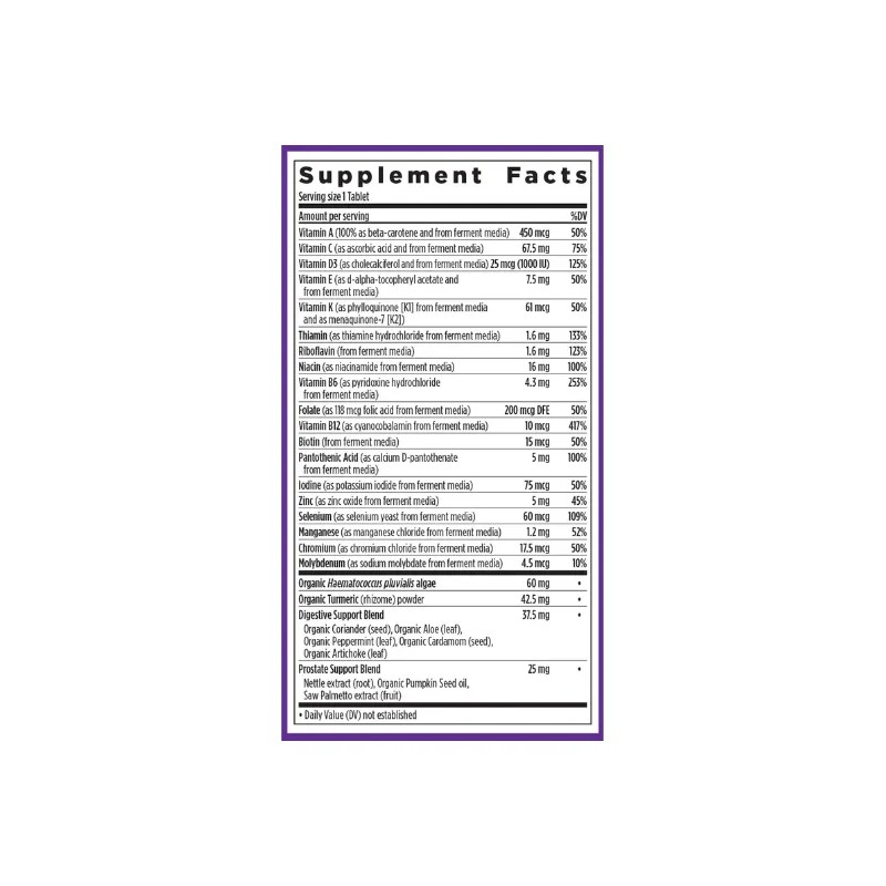 Multivitamínico Diario Para Hombre 55+ New Chapter 72 Tablet Sabor