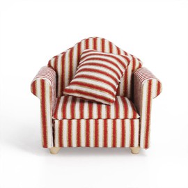 Odoria 1/12 Scale Miniature Chair Armchair Dollhouse Furniture Accessories, Stripes