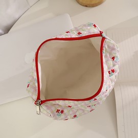 UUYYEO Cloth Make Up Bag Cute Cosmetic Pouch Makeup Storage Case Extra Large Pencil Pouch Zipper Makeup Brush Holder Travel Toiletry Organizer Yellow