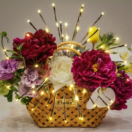 Lightshare 18" Starburst Light Lighted Ball 120 LED Firework Lights Twinkle Warm White Hanging Ball Dual-use for Patio Walkway Pathway Decoration Indoor/Outdoor