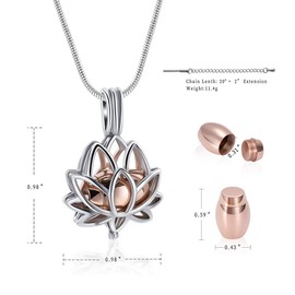 Minicremation Cremation Jewelry Urn Pendant Necklace for Ashes with Hollow Ball Keepsake Memorial Jewelry for Ashes (Lotus Flower-1)