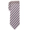 Retreez Regimental Striped Woven Microfiber Skinny Tie - Silver with