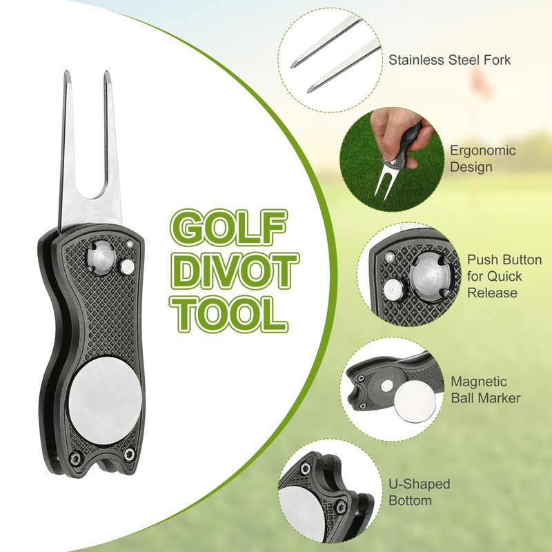 PATIKIL Golf Divot Repair Tool, Foldable Metal Golf Green Divot
