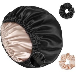 Satin Bonnet Night Sleep Cap, Silk Curls Breathable Silk Sleep Cap, Double Layer Night Cap, Adjustable Sleep Cap, for Women and Girls