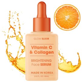 Glow Elixir Suero de vitamina C para rostro con colágeno, tratamiento de líneas finas y arrugas, cuidado de la piel coreano hidratante - Probado por d