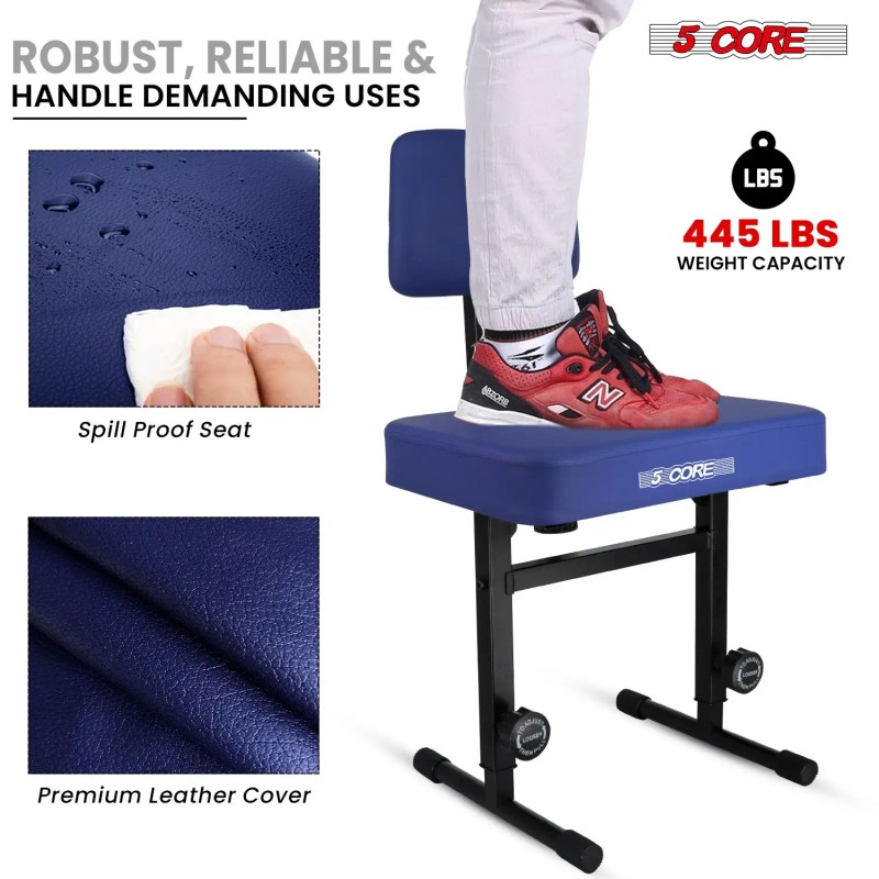 3-Padded PNB B-REST BLU Piano Bench Heavy-Duty Musician Chair Height