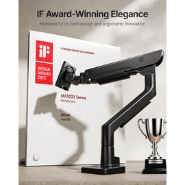 monTEK monTEK Sleek Aluminum Monitor Arm for 17C57 Ultrawide Screens up to 59 lbs, Heavy Duty Single Monitor Arm Desk Mount, Pneumatic Lift, Quick-Release Plate, Clamp/Grommet, Max VESA 100x100