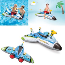 Intex 57536NP - Inflatable Aeroplane with Water Gun Plane Ride-On (Blue) 117 cm x 104 cm x 33 cm (L x W x H)
