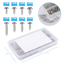 Fentar Pack of 350 Sheet Metal Screws Assortment M3 M3.5 M4 M4.8 Silver Tapping Screws Flat Head Good Quality and Solid Flat Head Screws Wood with Plastic Box