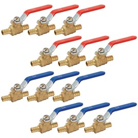 SUNGATOR 12 Pack Pex Valves 1/2 inch, Pex Ball Valve Brass Full Port Quarter Turn Shut Off Valve for Hot and Cold Water, ASTM F1807 For Pex Pipe, CUPC Certified