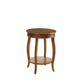 Homeroots 24" Brown Solid Wood Round End Table With Shelf
