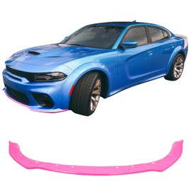 IKON MOTORSPORTS, Front Bumper Lip Protector Compatible with 2020-2023 Dodge Charger Widebody, Pink OE Style ABS Injection Lower Splitter Guard Protection 1PC