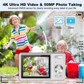 Digital Camera - 1080P FHD 44MP with 2.4" LCD Screen Compact Portable Vlogging Photo Camera with 32gb SD Card 16X Digital Zoom for Kids Teen Students Beginner