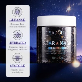 Star Peel-Off Face Mask, Whitening Cleansing, Firming Hydrating, 150g, Black