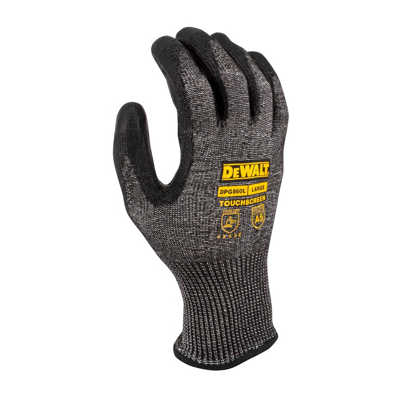 DEWALT DPG860 Cut Protection Level A5 PU Touchscreen Glove -