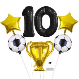 DUXUANT Soccer 10th Birthday Party Balloons Set - Championship Trophy Star Football Balloons for Kids 10th Birthday Baby Shower anniversary Soccer Theme Party Decorations