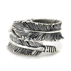 Serebra Jewelry Feather Ring 925 Sterling Silver Women's Indian Jewellery Adjustable Antique, Sterling Silver, No Gemstone