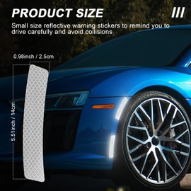2 Pcs Car Reflective Trim Side Marker Stickers, Automotive Exterior Accessories Door Reflector Guard for Car SUV Pickup Truck Wheel Well Arch or Side Bumper Fenders（White）
