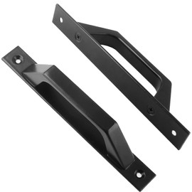 Jiozermi 2 Pack Sliding Barn Door Handle, 7.9 Inch Gate Door Handle, Aluminium Alloy Door Pull Handle for Sliding Barn Door Gate Cabinet Closet Drawer Garage Shed, Black