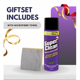 Super Clean Citrus Scent Cleaner and Degreaser Spray 17 oz Bundle with Microfiber Cloth - Heavy Duty Degreaser for Kitchen, Oil, Grime, and Dirt Removal - (3 Items)