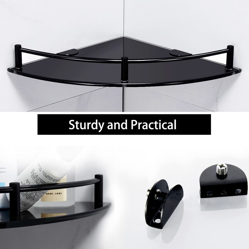 Halyuhn 2 Tier Glass Corner Shower Shelf for Inside Shower,