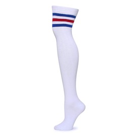 Leotruny Thigh High Socks for Women: Suitable for Cosplay Daily Wear - Cotton Knee High Socks White/Bule/Red