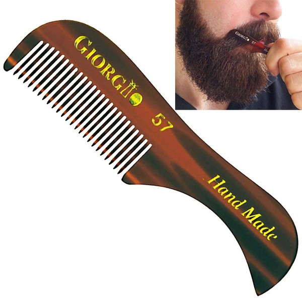 Giorgio G57 Extra Small 2.75 Inch Men's Fine Toothed Beard and Mustache Comb for Facial Hair Grooming and Styling. Wallet Pocket Comb Handmade of Quality Durable Cellulose, Saw-Cut and Hand Polished