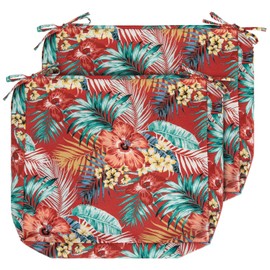 IN4 Care Patio Cushion Covers with Ties, 2 Pack, Outdoor Water Resistant Deep Seat Chair Cushion Slipcover 20x18x4 Inch for Garden Couch Sofa (Replacement Cover Only)-Chili Red Floral