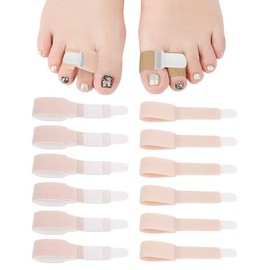 12 Pcs Fabric Hammer Toe Corrector Straightener Reusable Non-Slip Broken Toe Separators Splint Cushioned Bandage Warp Avoid Secondary Trauma for Correcting Bent Broken Crooked Overlapping Toes