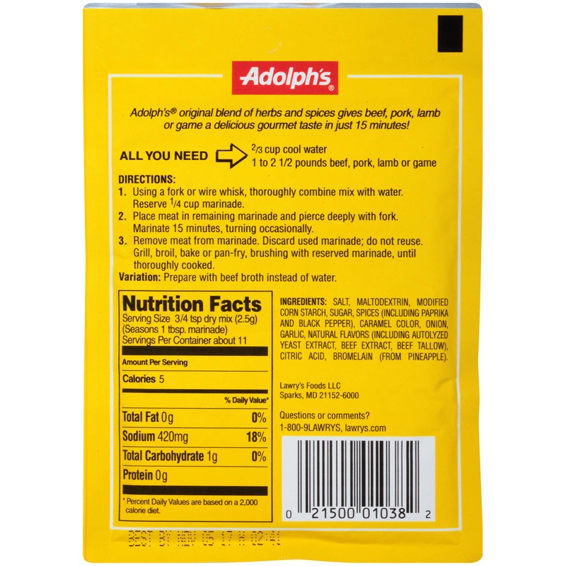 Adolph's Marinade in Minutes Original Meat 1 OZ (Pack of
