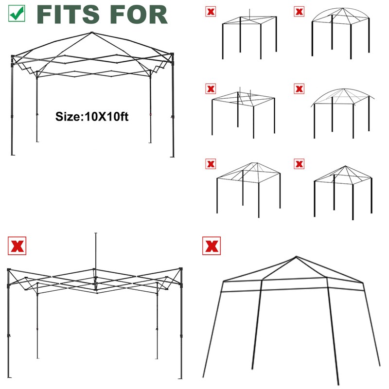 JANCANOPY 10x10 Canopy Replacement Top with Air Vent Silver Coated