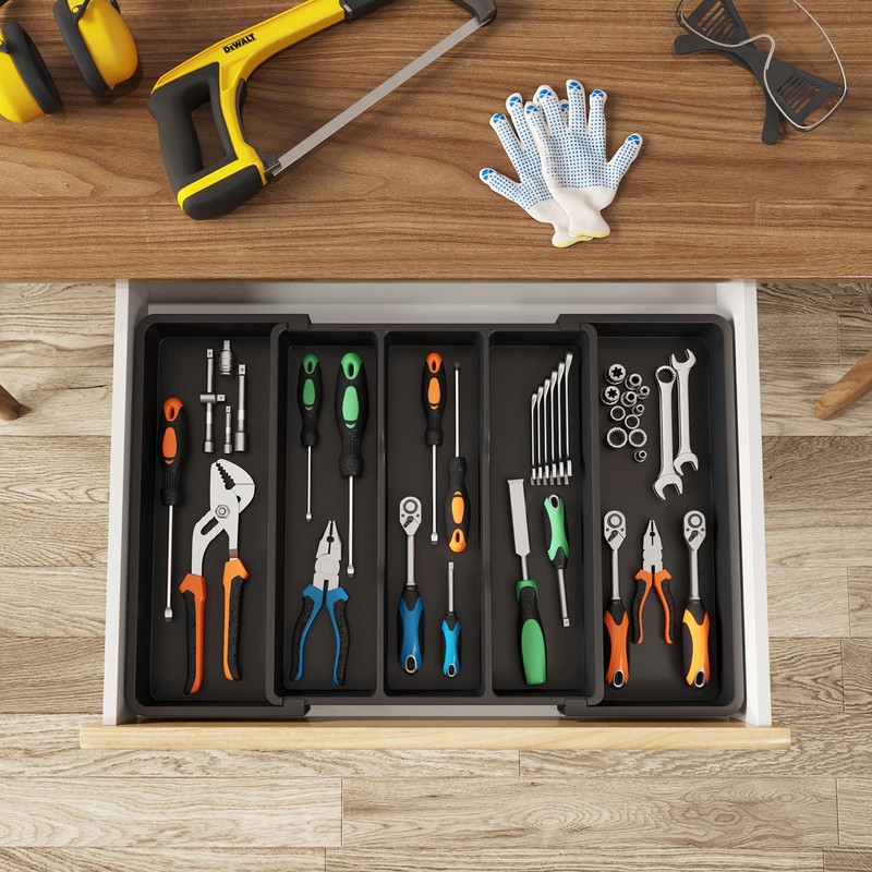Lifewit Utensil Organizer for Kitchen Drawers, Expandable Cooking Utensil Tray,