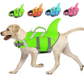 Doglay Dog Life Jacket Shark, Dog Life Vest for Swimming and Boating, High Visibility & High Flotation Swimming Vest with Rescue Handle, Adjustable Puppy Lifesaver for Small Medium Large Dogs