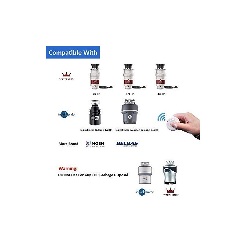 Garbage Disposal Wireless Switch Kit No Drilling On Sink Top,