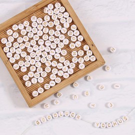 MiuCo Gold Letter Beads for Threading, 1600 Pieces Letter Beads for Bracelets and Elastic Band, Beads Letters for Bracelet Craft Set, MiuCo Letter Beads Set with Box