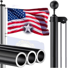 IOEN 20 FT 12 Gauge Heavy Duty Flag Pole - Extra Thick Aluminum Flagpole kit with 5x3 Nylon Embroidered Flag,for Outside Yard,Outdoor,Commercial or Residential-Ground - 110MPHWind Tested，Black