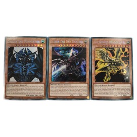 YuGiOh! 3 Egyptian God Set TN19 Obelisk EN007 - Slifer EN008 - Ra EN009 - English + 10 Arkero-G Soft Sleeves