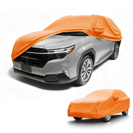Partuto Car Cover Waterproof All Weather Automotive Outdoor Anti-UV Full Exterior Cover for Subaru Forester 210D-PU Orange with Left Side Zippers