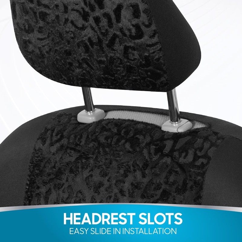 BDK Black Leopard Car Seat Covers for Front Seats, Animal