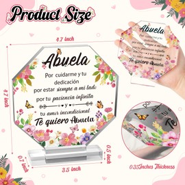 Yopyame Spanish Grandma Birthday Gifts - Regalos para Abuela Acrylic Plaque Decor Keepsake Paperweights Gifts for Grandma in Spanish Christmas Mothers Day Gifts for Grandma from Granddaughter Grandson