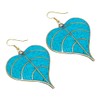 Beautiful Leaf Shape Compressed Turquoise Gemstone Inlay Handmade Gold Plated