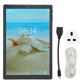10 Inch Tablet Black IPS Display 4GB RAM 64GB ROM 5G WiFi Dual SIM Octa Core 5000mAh HD Tablet for Work Study 100‑240V Black UK Plug