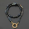 COLANCOLAN FORCE 5 Polyhedral Cube Necklace, Dark Blue Tiger Eye,