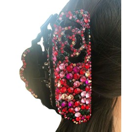 NY FASHION ACCESSORIES New Stunning Ruby Red  CZ Crystal 4 1/2'  Hair Claw Clip